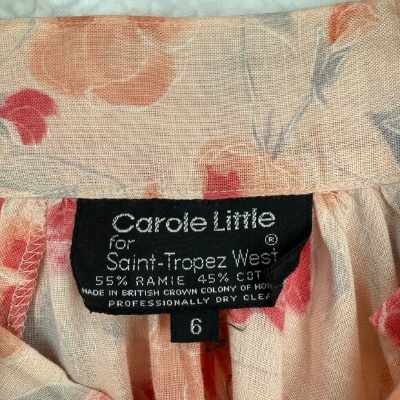 Vintage 80s Carole Little Peach Pastel Floral Pleated Skirt | Size XS - Picture 8 of 8